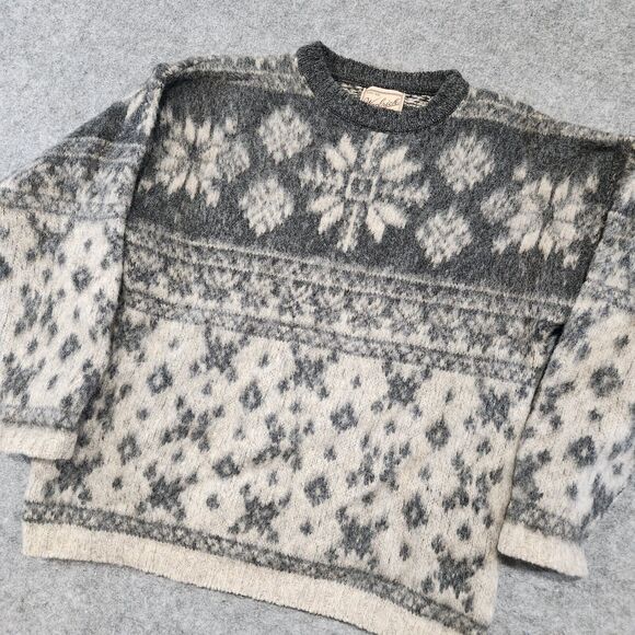 VTG Woolrich Womens Wool Knit Nordic Snowflake Pullover Crewneck Sweater USA - Picture 2 of 12